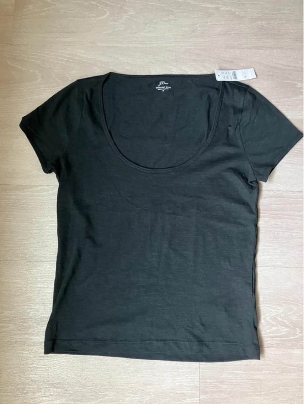 J.Crew Womens S Black Organic Slub Tee Short Sleeve T Shirt Fitted Basic Top